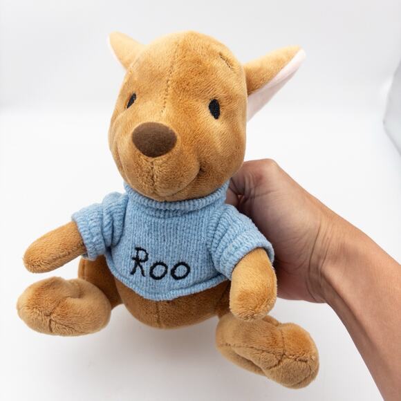Disney Parks 8" Plush Stuffed Winnie The Pooh Roo Kangaroo Joey Blue Sweater - Picture 6 of 8